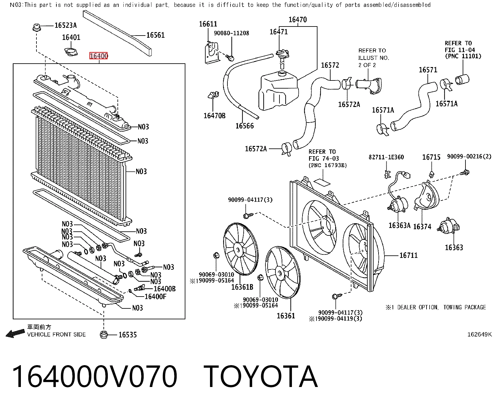 164000V070 Toyota Refrigeración del motor