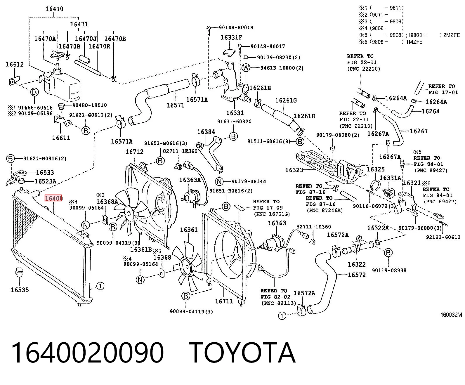 1640020090 Toyota Refrigeración del motor