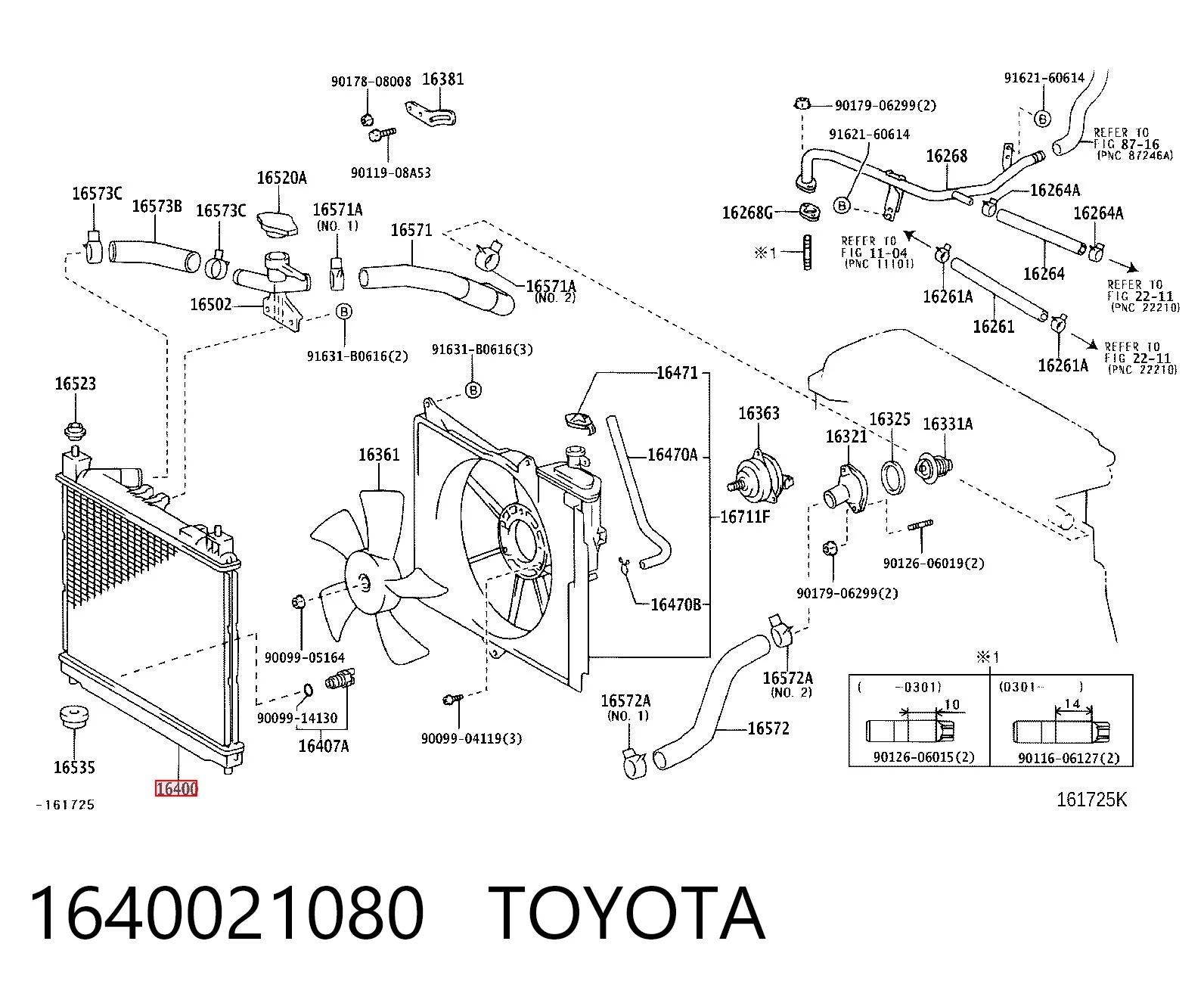 1640021080 Toyota Refrigeración del motor