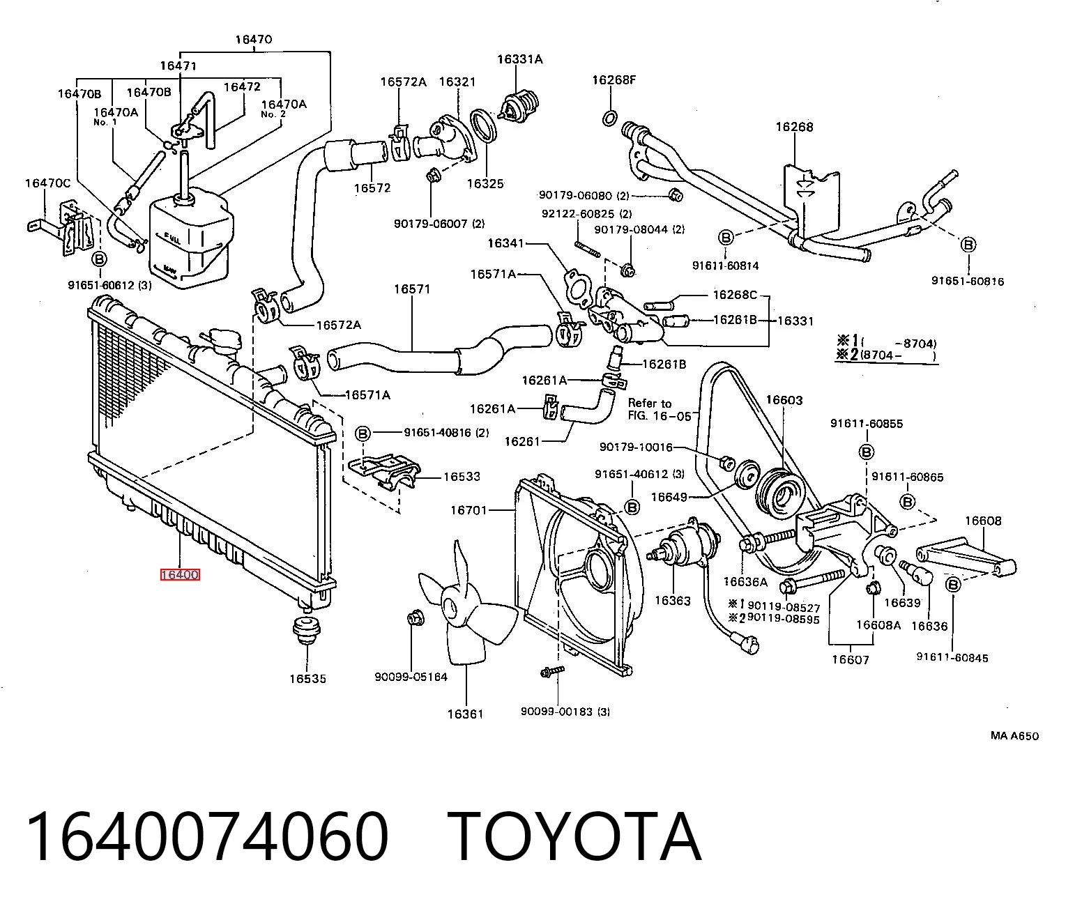 Refrigeración del motor para Toyota Celica  T16