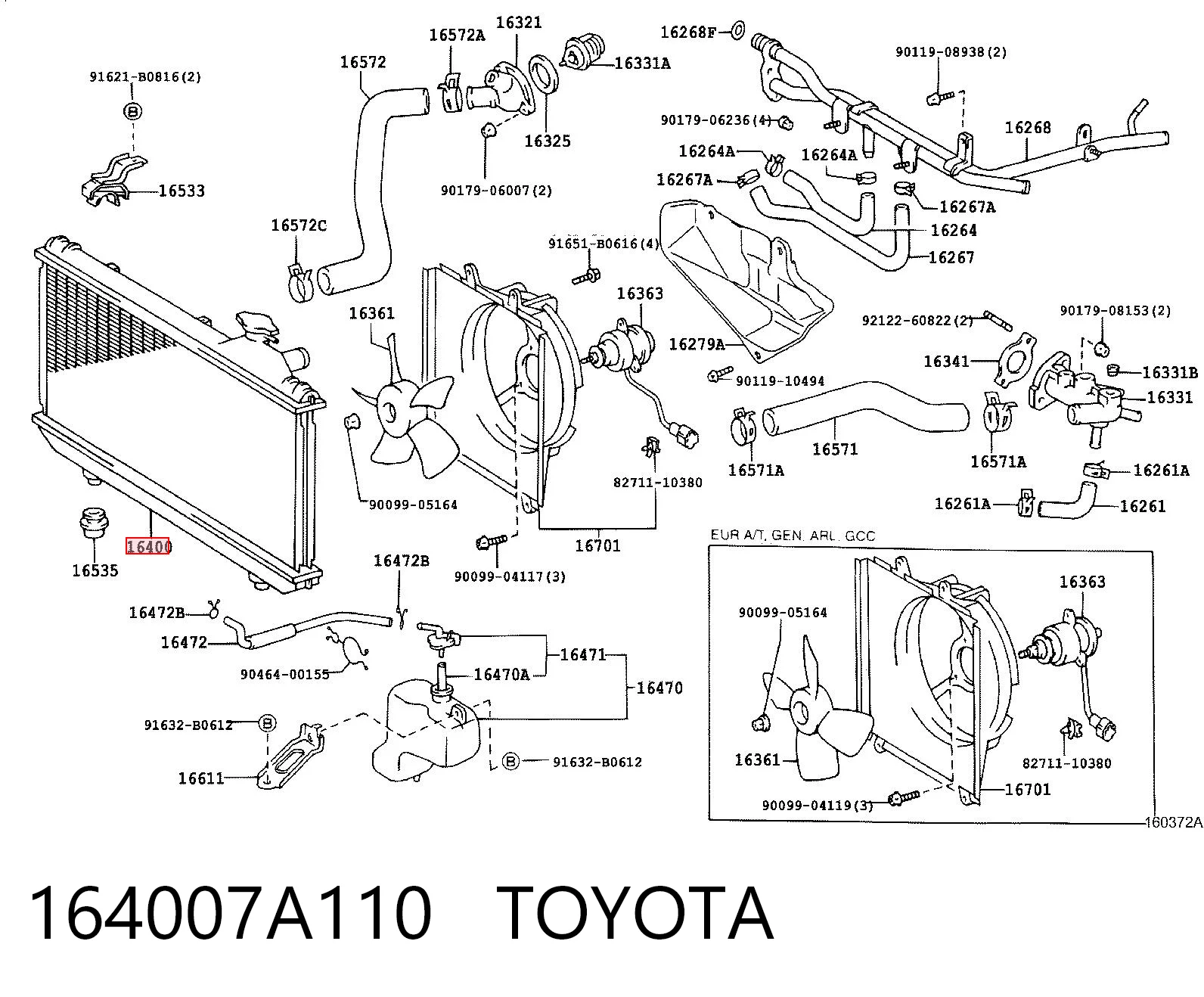 Refrigeración del motor para Toyota RAV4 I XA