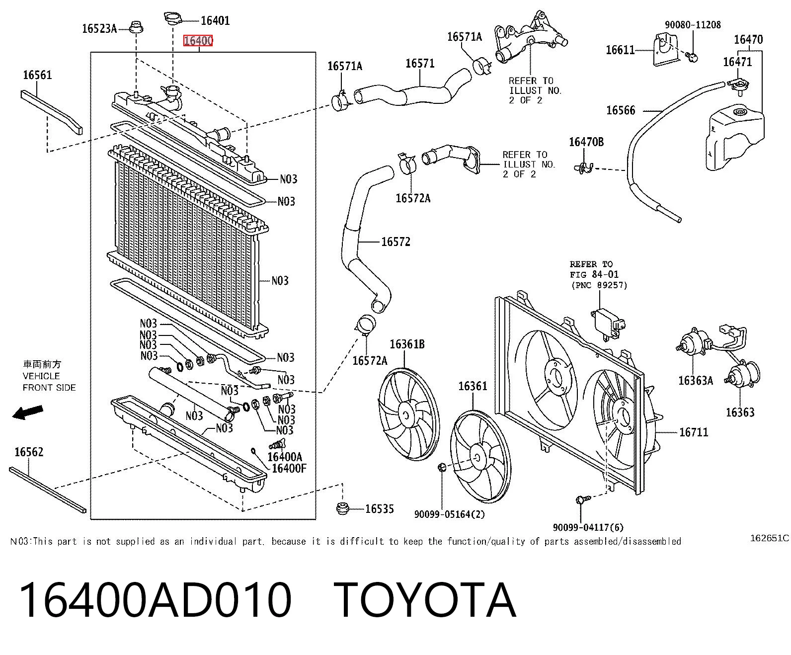 16400AD010 Toyota Refrigeración del motor