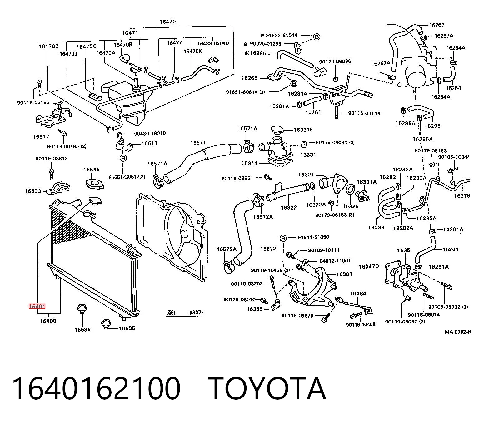 1640162100 Toyota Tapa de radiador