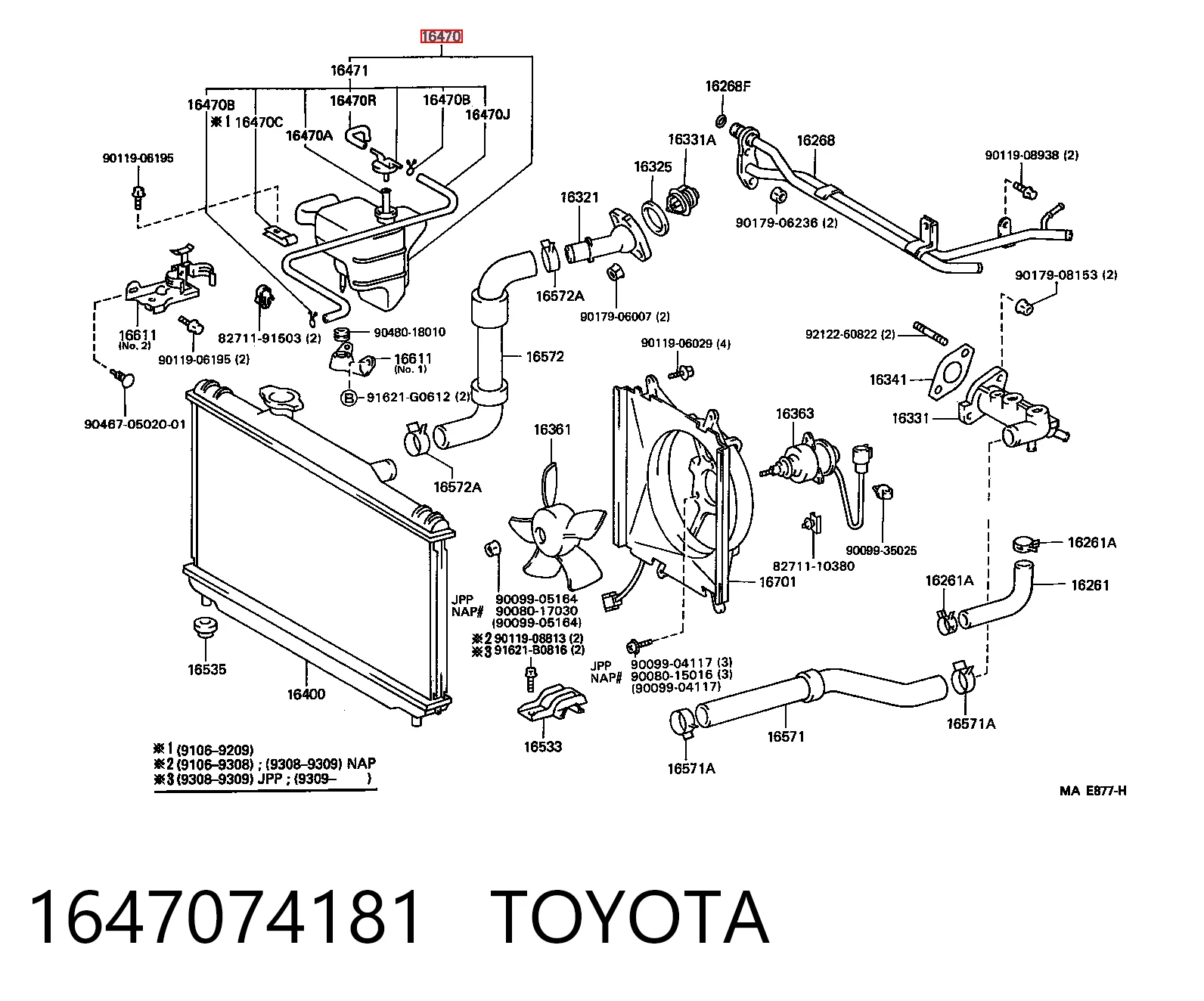Depósito de expansión para Toyota Camry III V10
