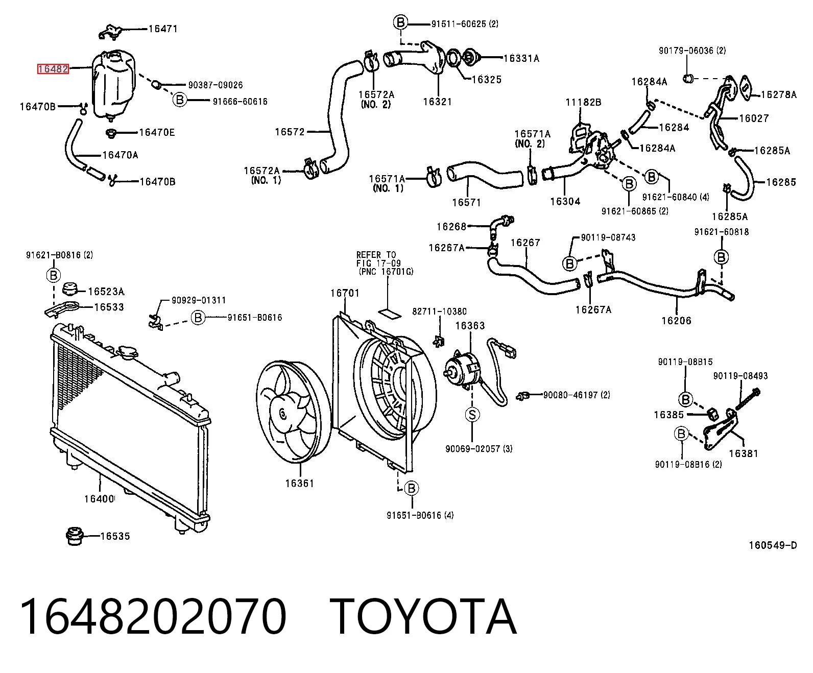 Depósito de expansión del sistema de refrigeración 1648202070 TOYOTA