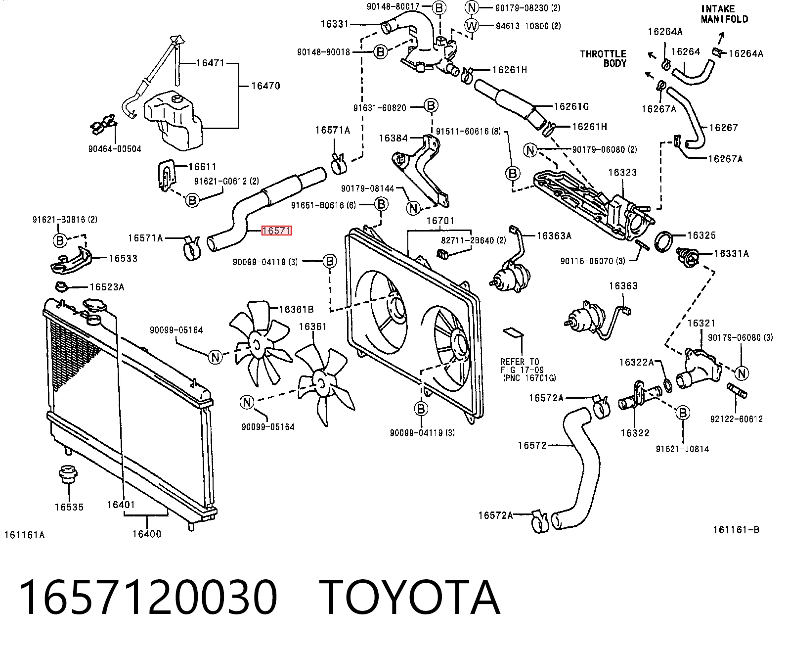 1657120030 Toyota Manguera superior del radiador