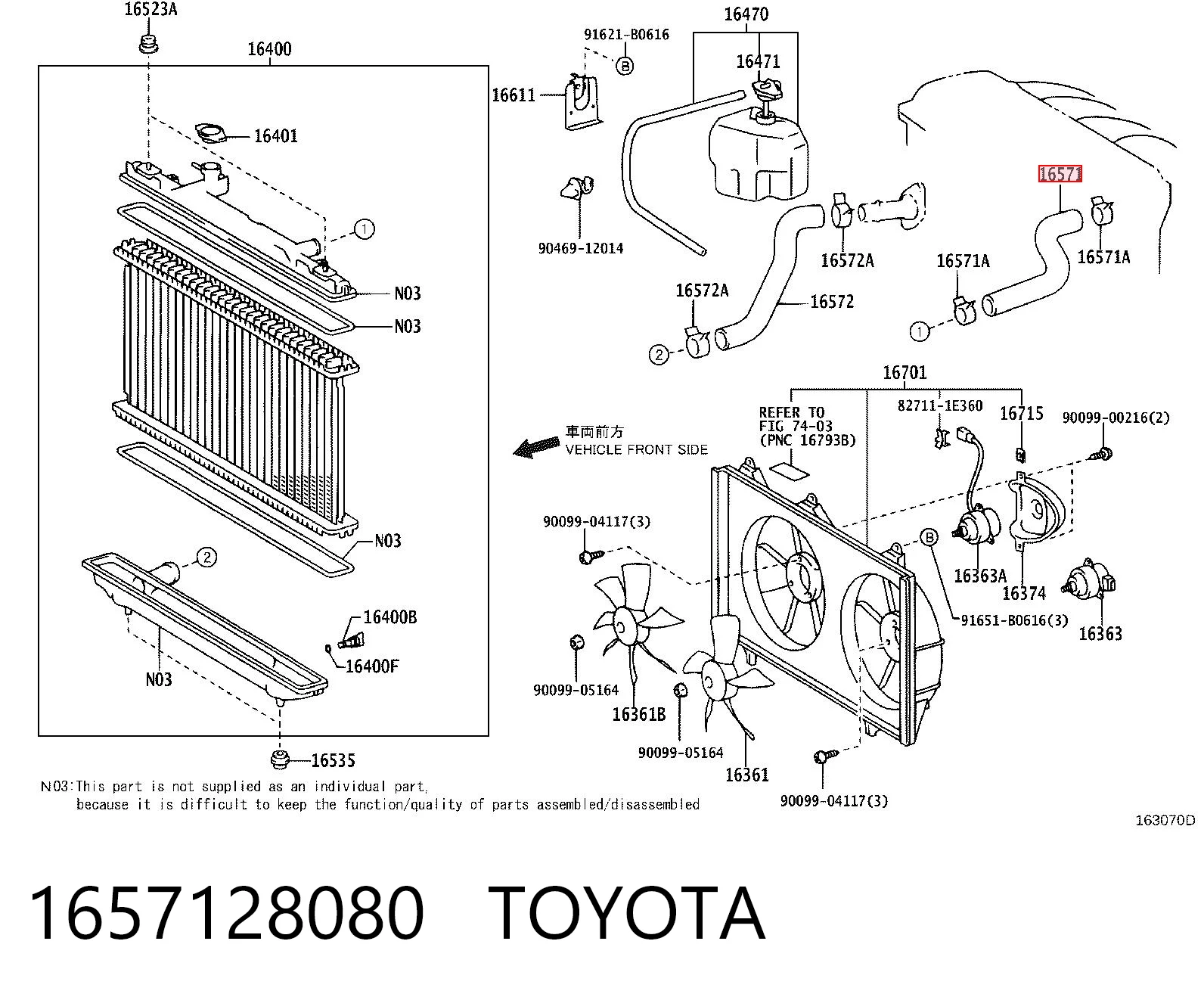 1657128080 Toyota Manguera superior del radiador