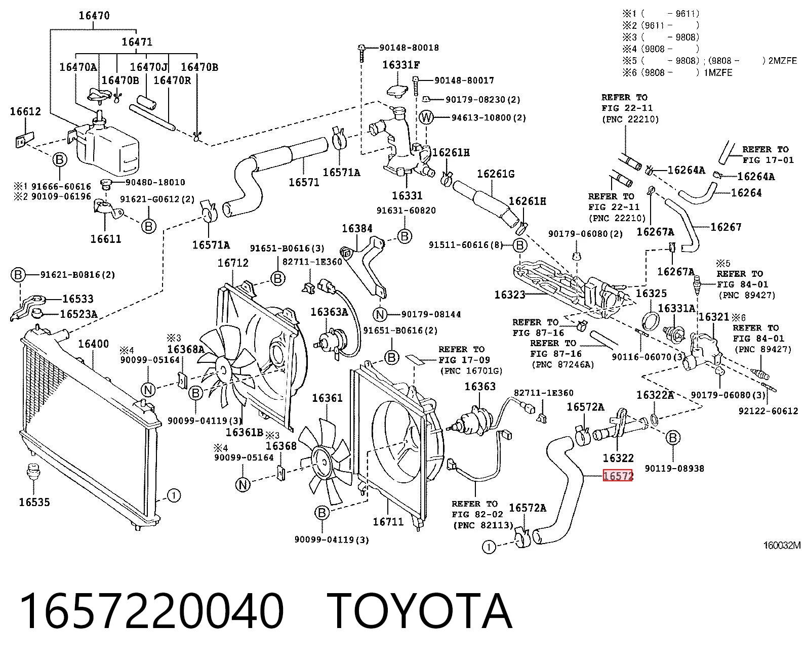 1657220040 Toyota Manguera inferior del radiador