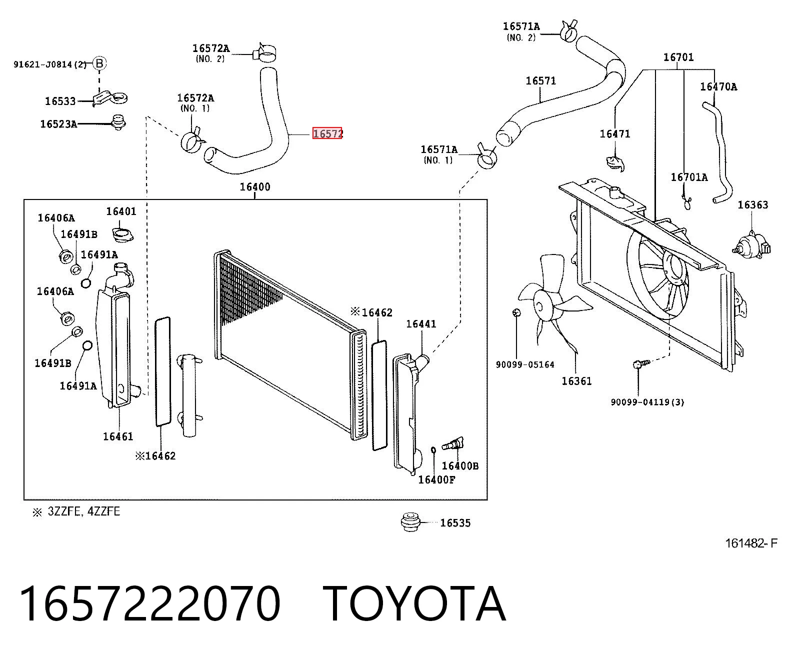 1657222070 Toyota Manguera inferior del radiador