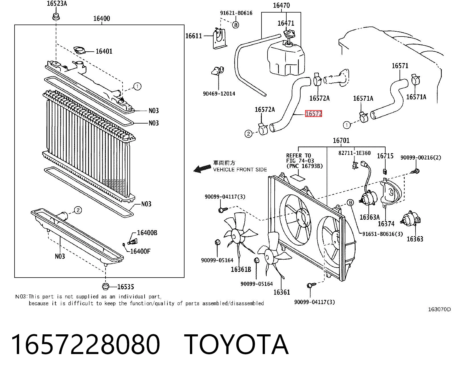 1657228080 Toyota Manguera inferior del radiador