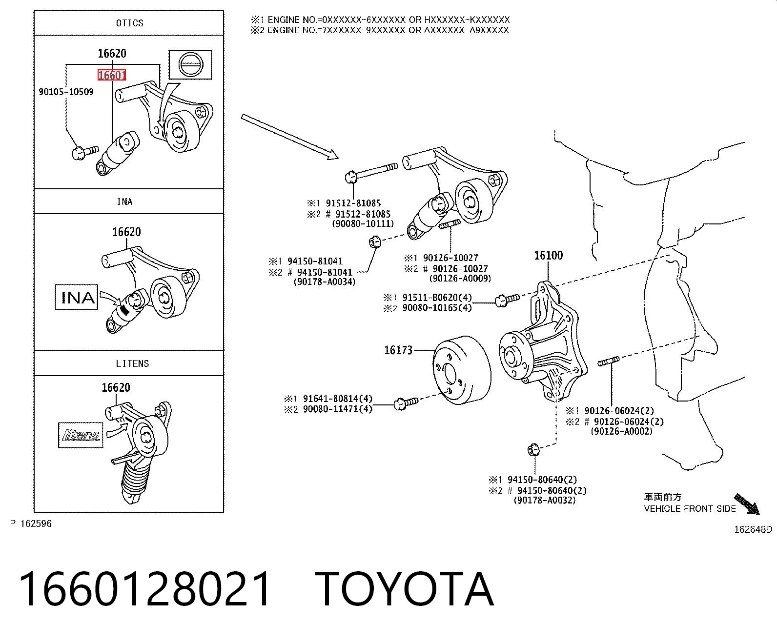 1660128021 Toyota Tensor de correa de alternador