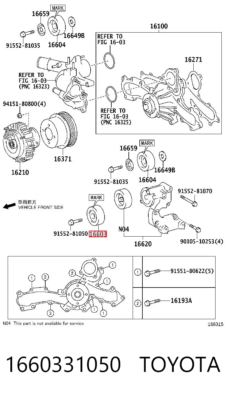 1660331050 Toyota Polea guía correa poli V