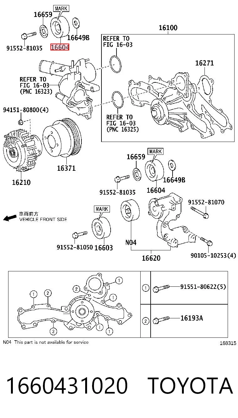 1660431020 Toyota Polea guía correa poli V