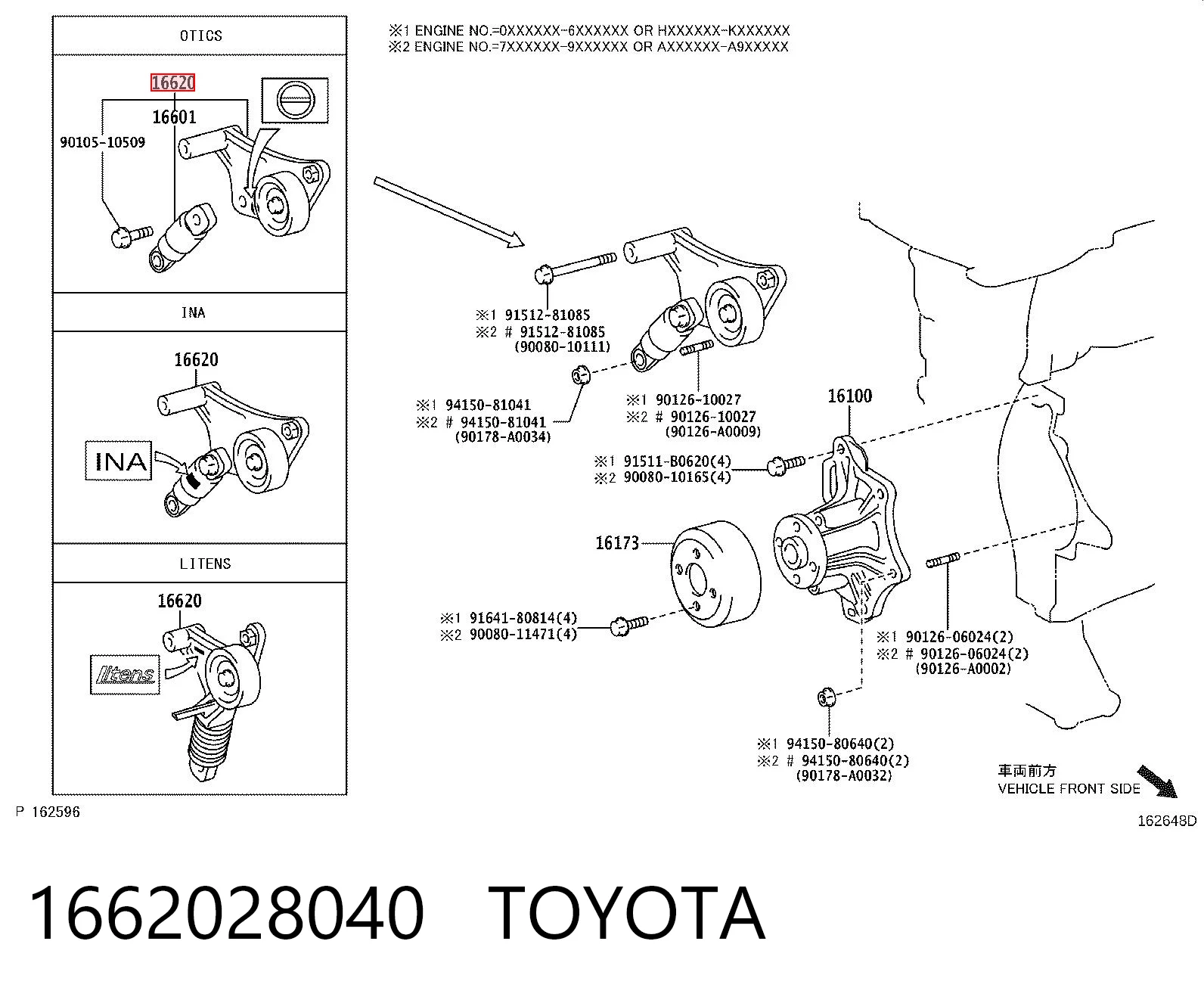 1662028040 Toyota Tensor de correa de alternador