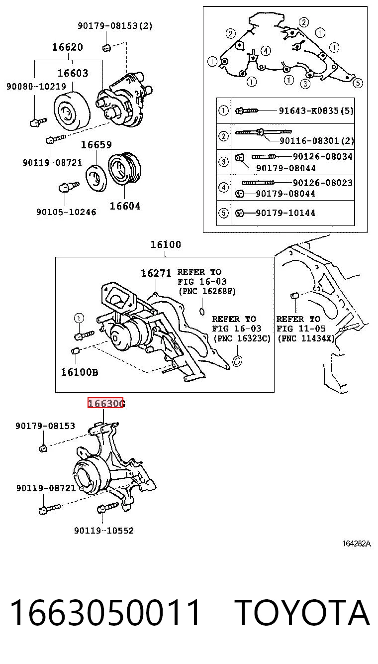 1663050011 Toyota Polea guía correa poli V