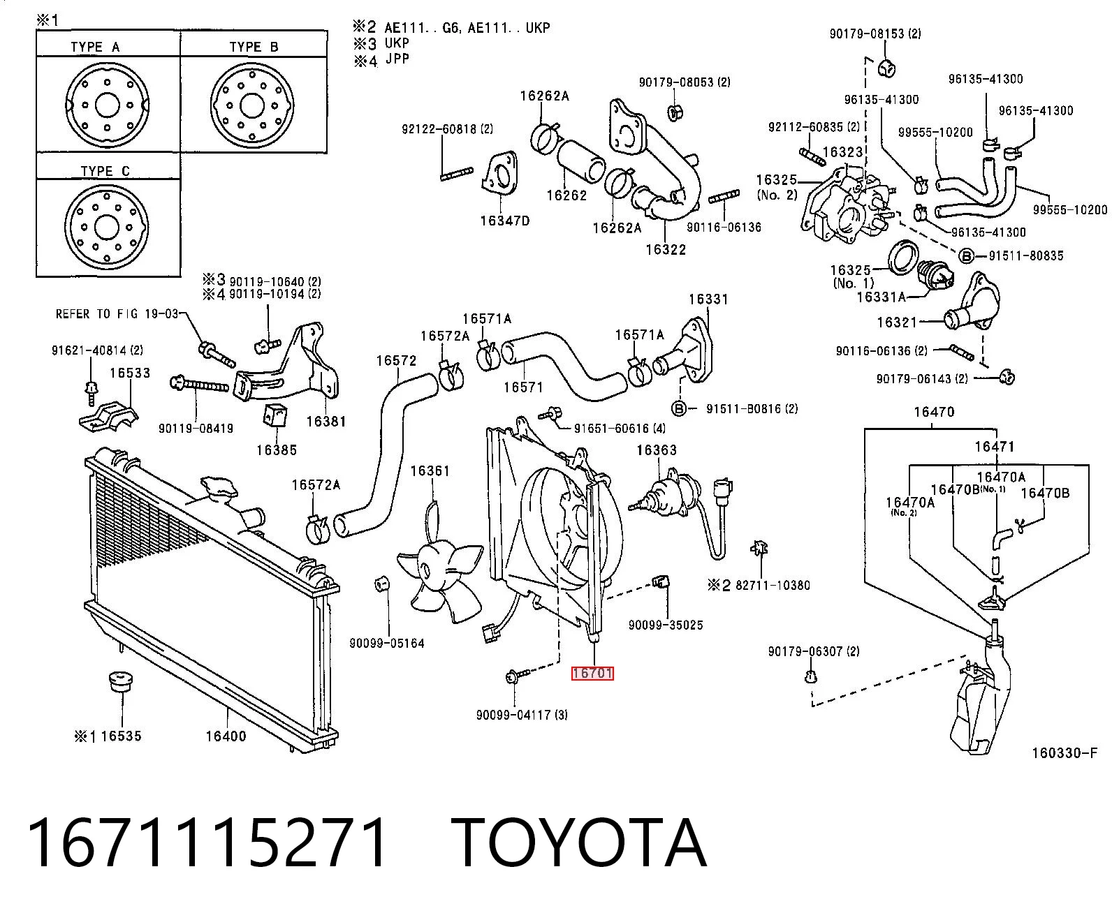 Electroventilador del motor para Toyota Corolla  