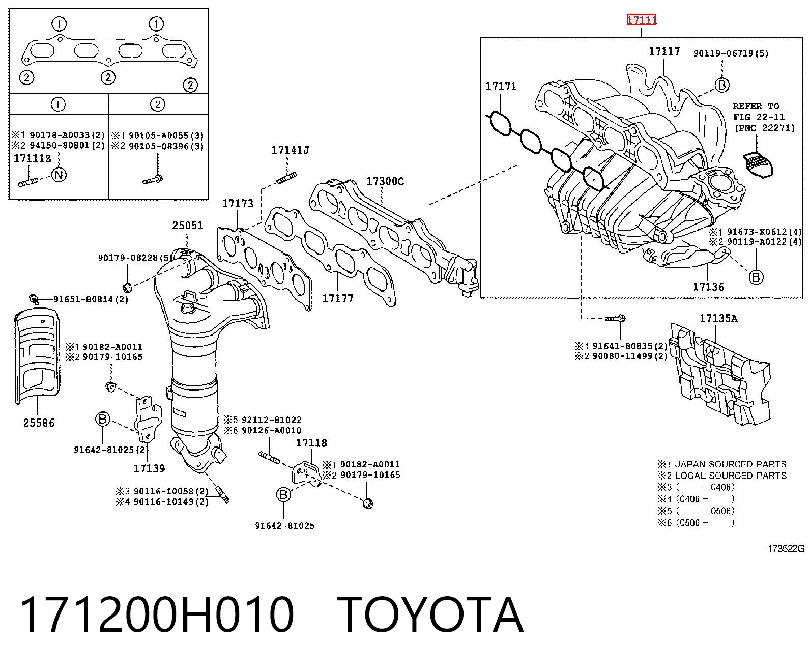 171200H010 Toyota Colectores de admisión