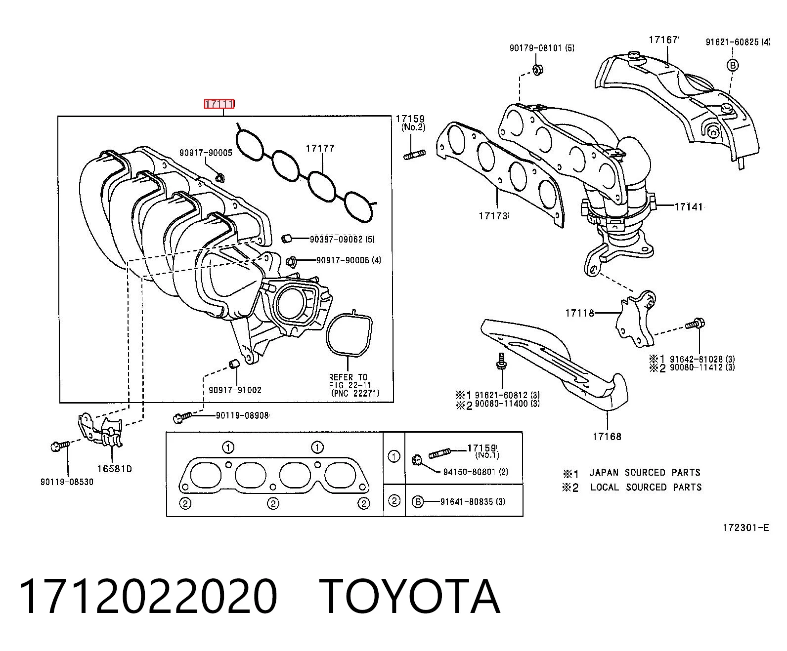 Colector de admisión 1712022020 TOYOTA
