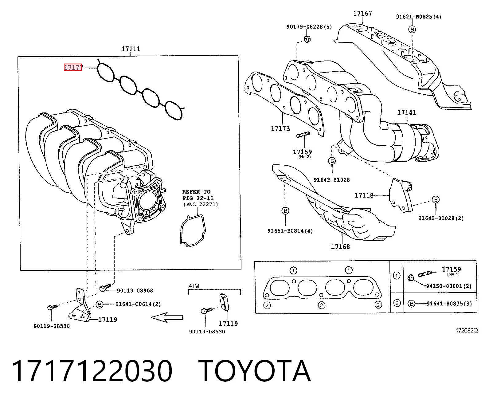 Junta colector de admisión para Toyota Corolla  (R10)