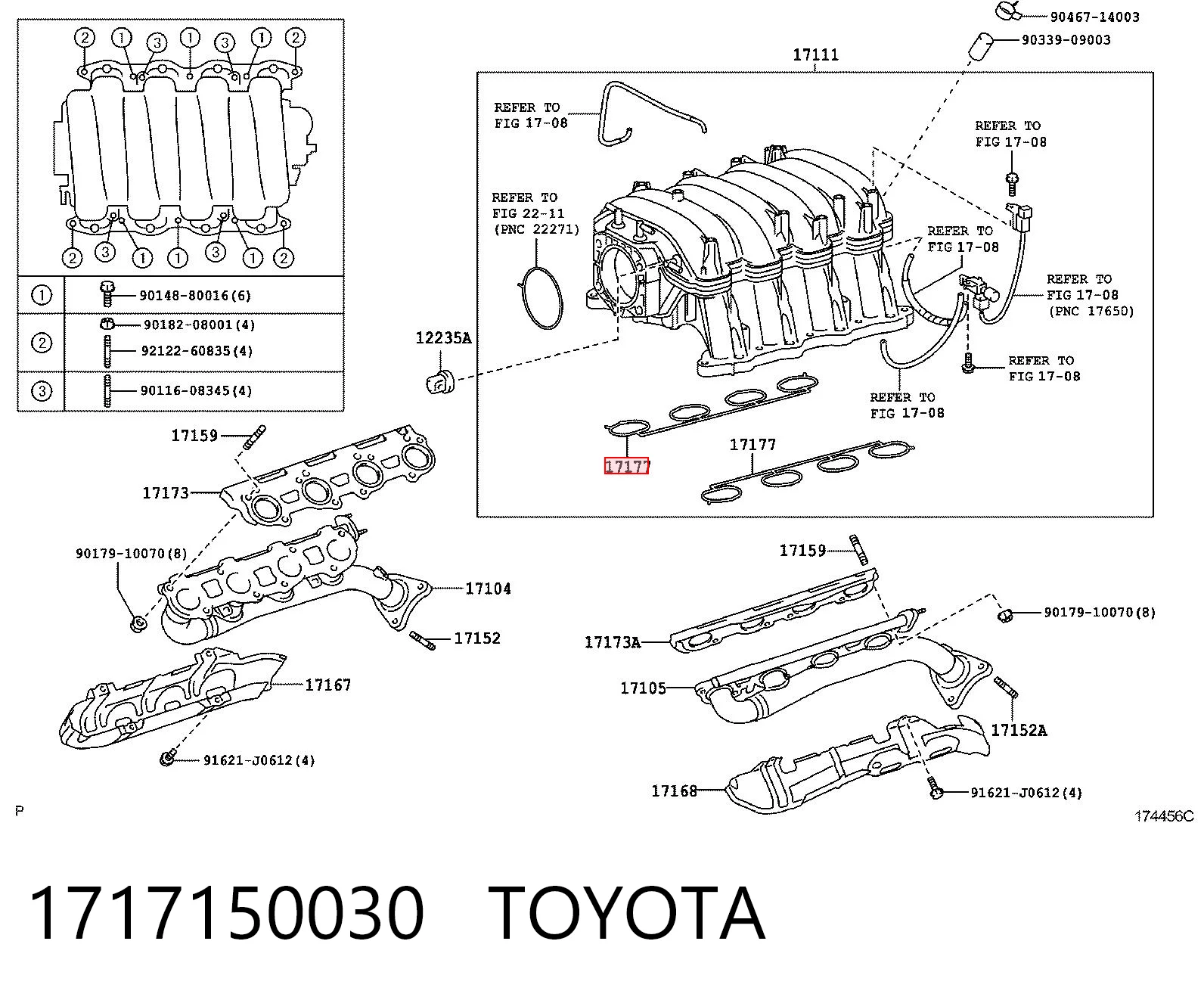 Juego de juntas, colector de admisión para Toyota Land Cruiser  J200
