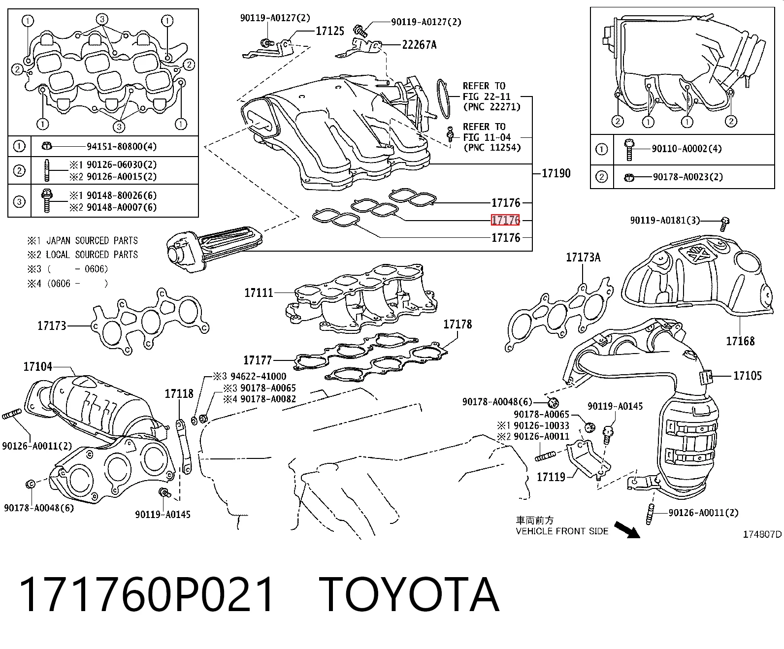 Junta superior del colector de admisión Toyota Camry VI