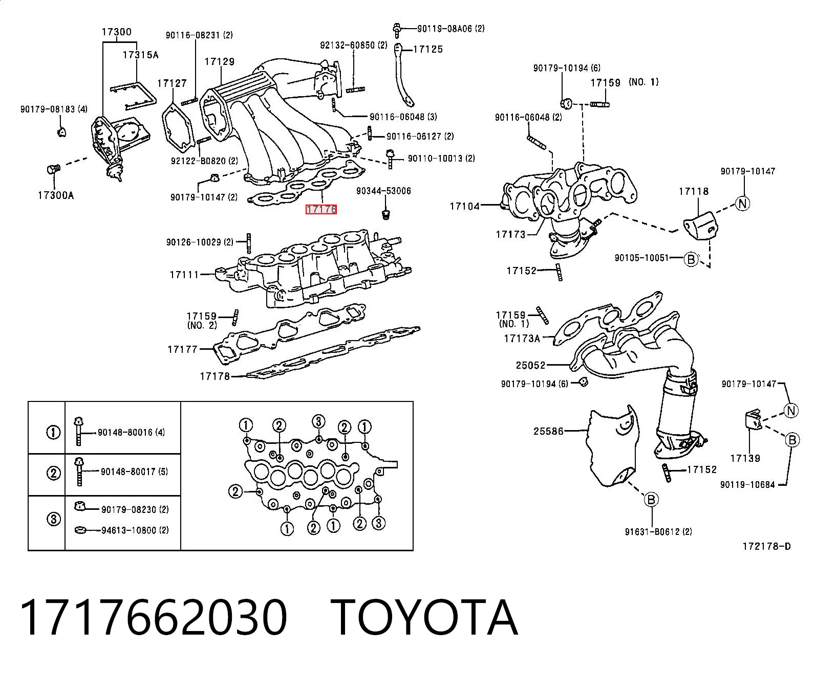 1717662030 Toyota Junta superior del colector de admisión