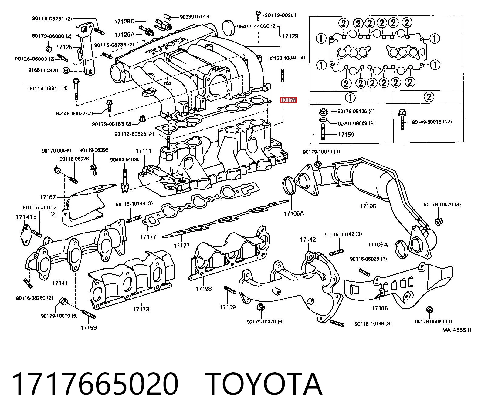 Junta superior del colector de admisión para Toyota 4 Runner  N130