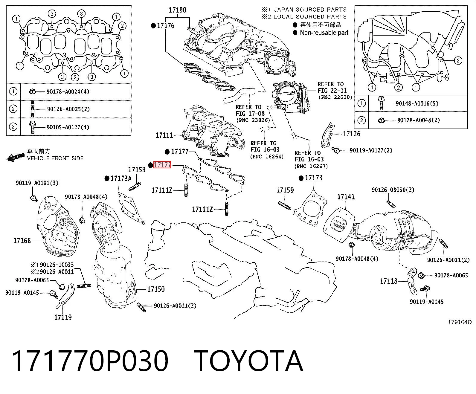 Juego de juntas, colector de admisión para Lexus LS  F5