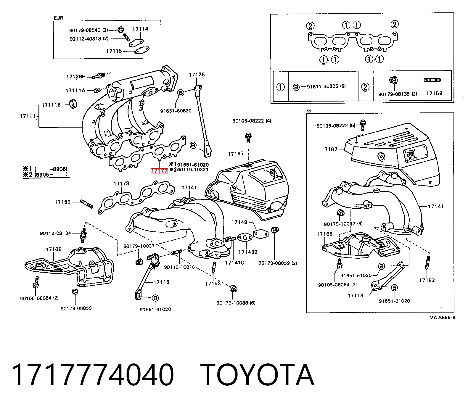 Juego de juntas, colector de admisión para Toyota Camry IV V20