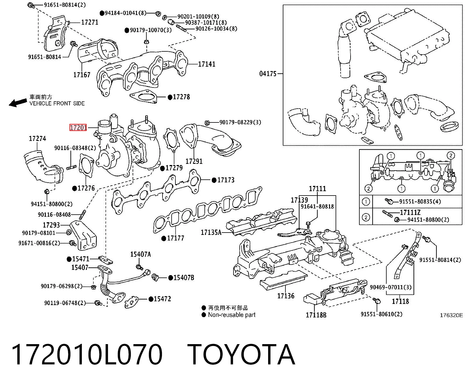172010L070 Toyota Turbo para motor
