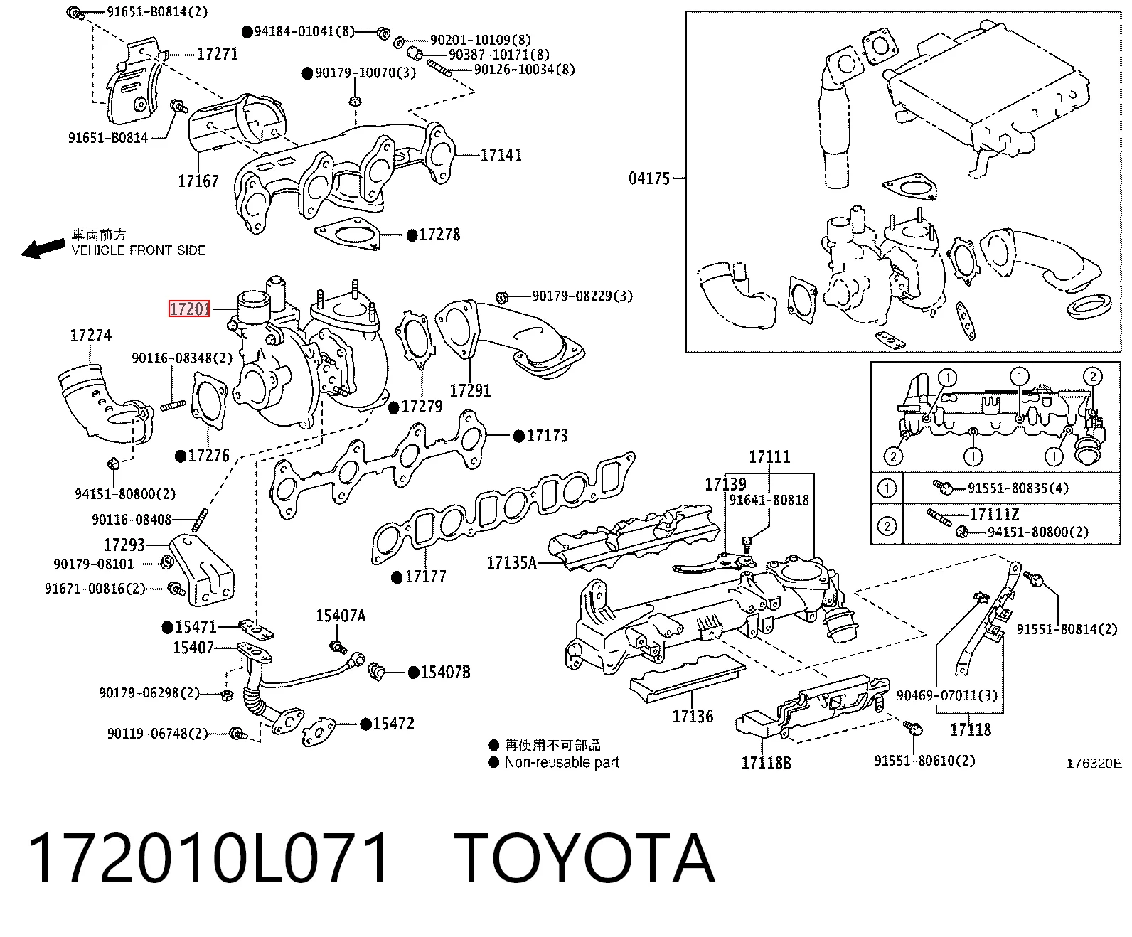 172010L071 Toyota Turbo para motor