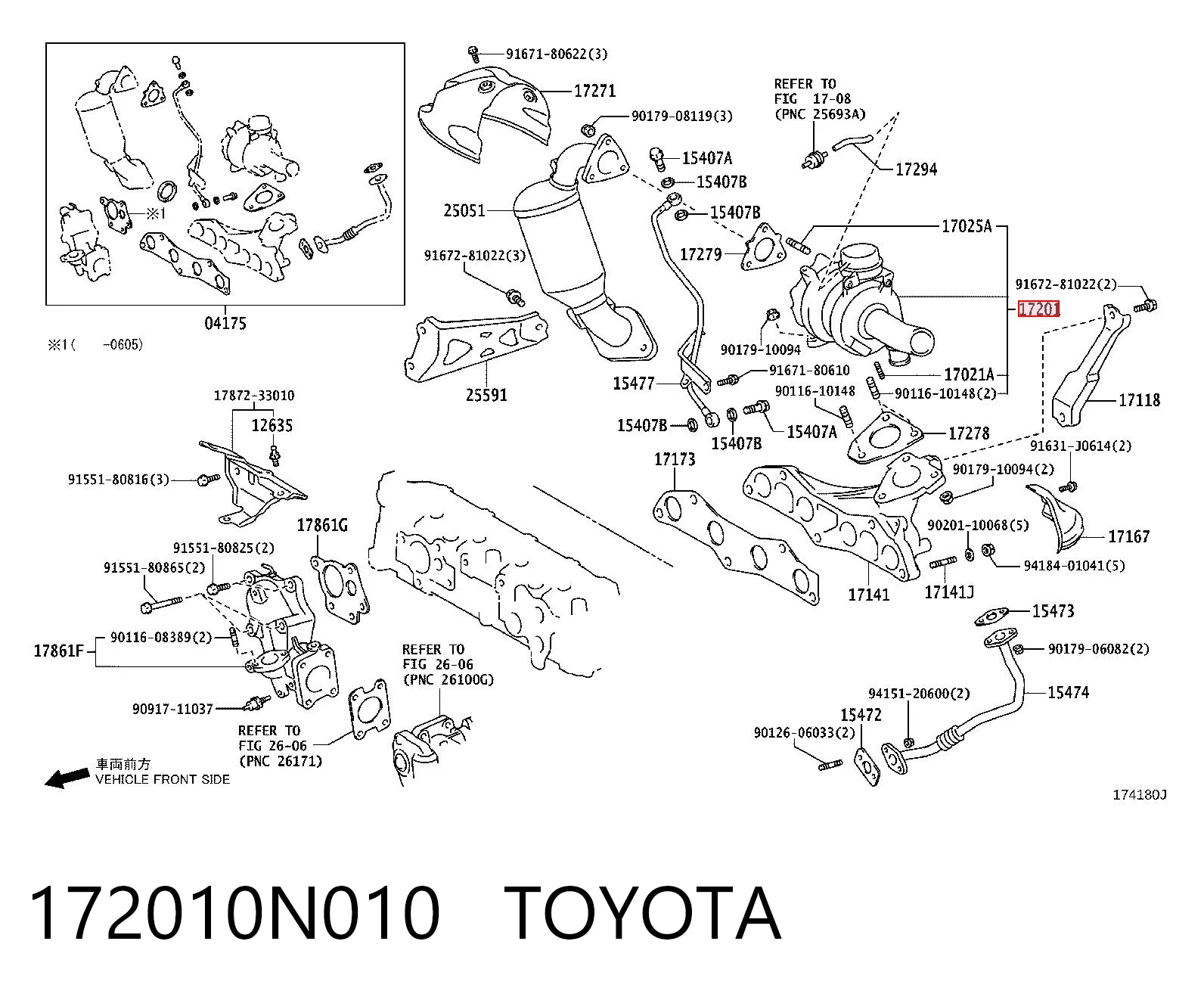 172010N010 Toyota Turbo para motor