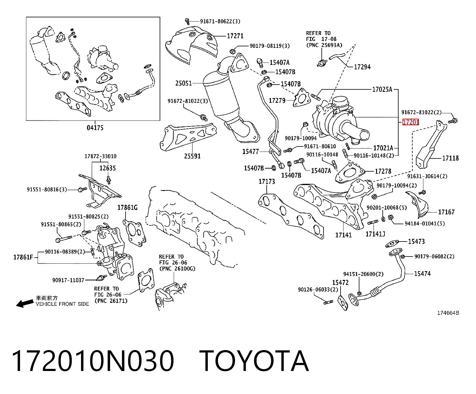 172010N030 Toyota Turbo para motor