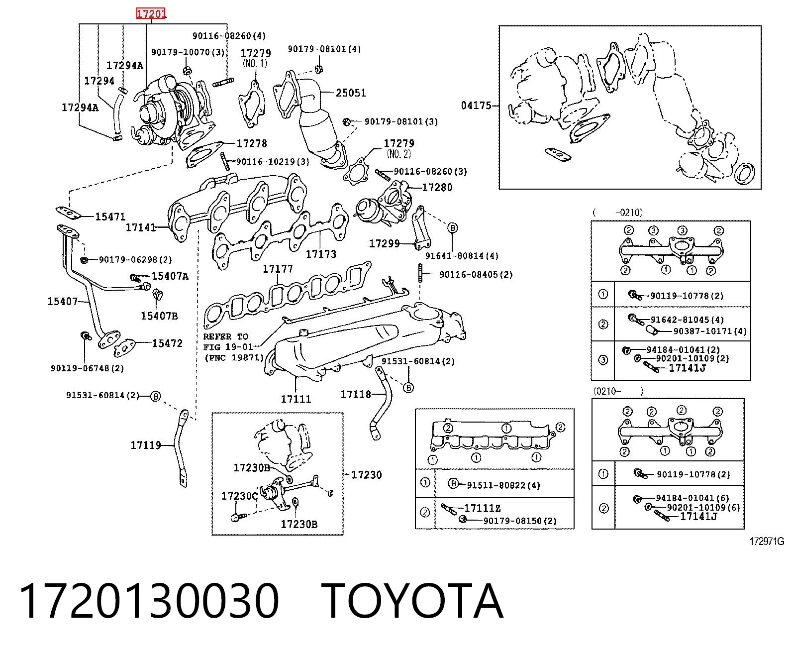 1720130030 Toyota Turbo para motor