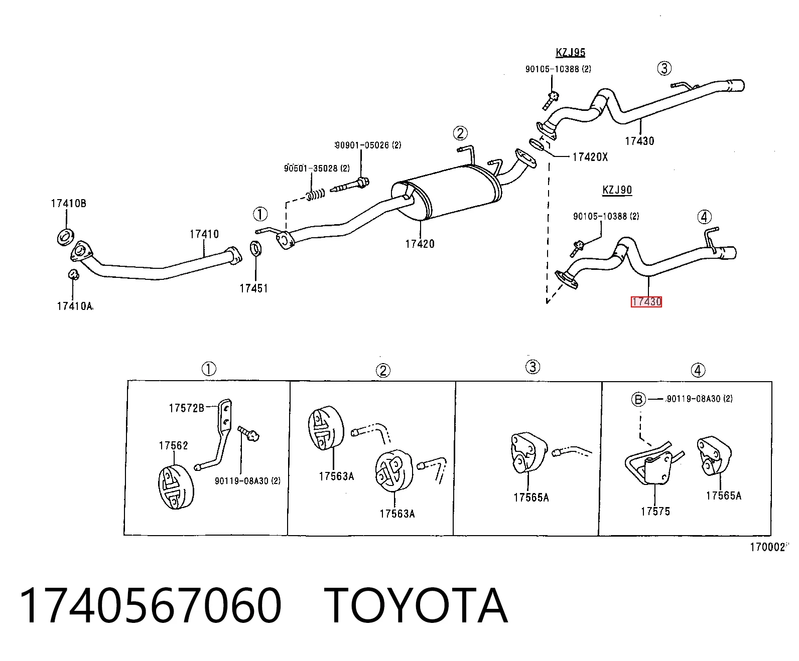 Silencioso trasero Toyota Land Cruiser  (1996-2002)