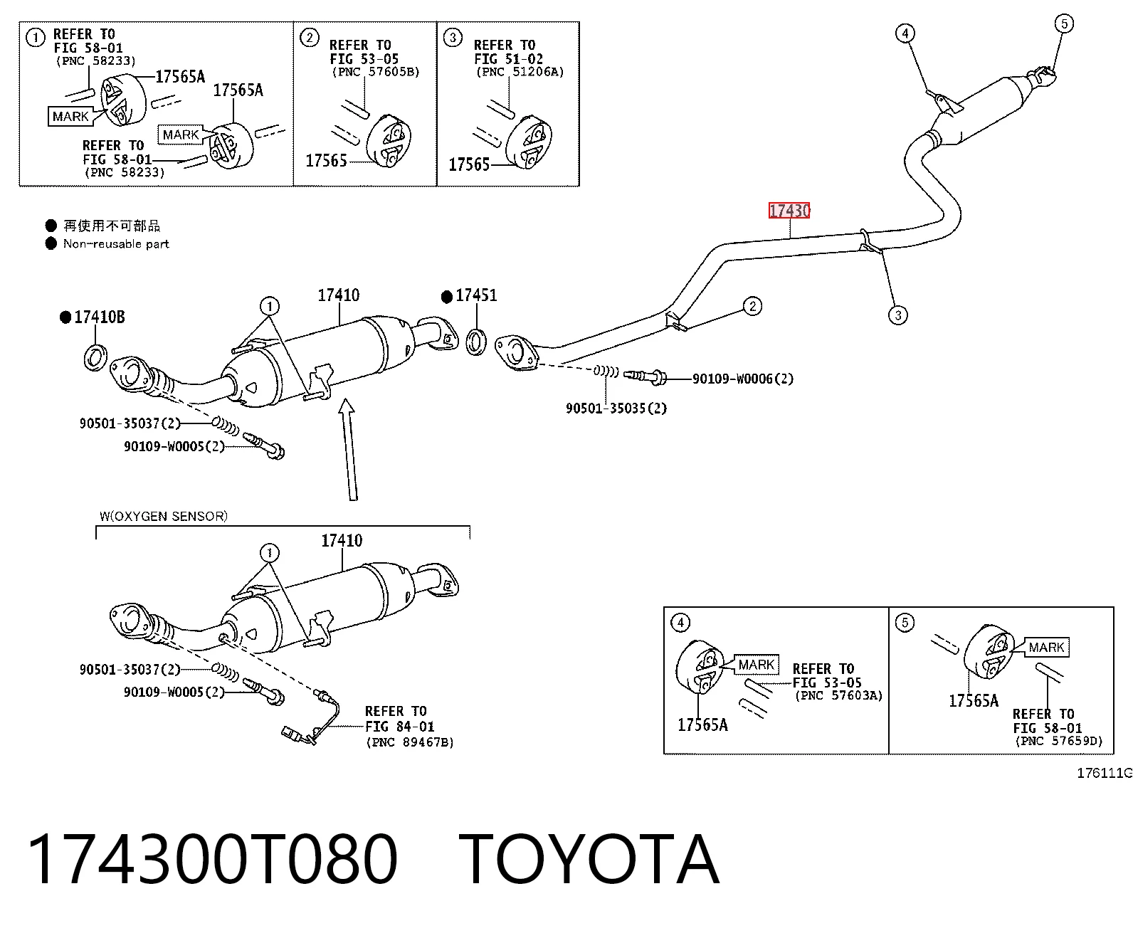 174300T080 Toyota Silenciador trasero