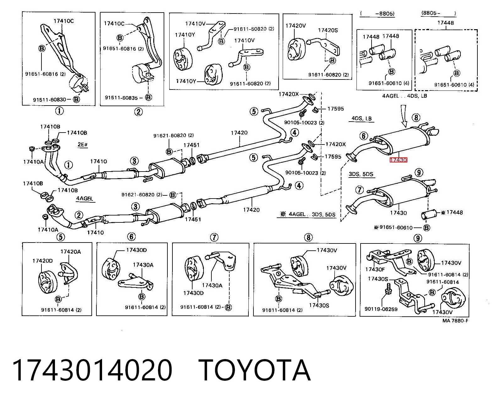 Silencioso trasero Toyota Corolla  (1983-1988)