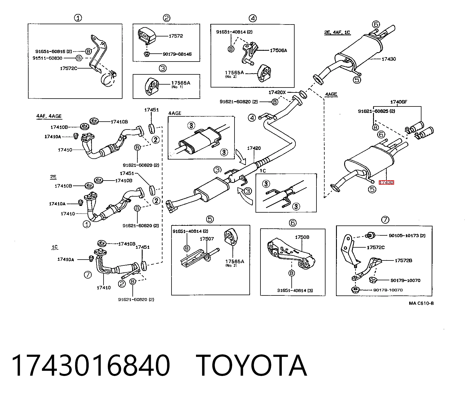 Silenciador trasero para Toyota Corolla E9