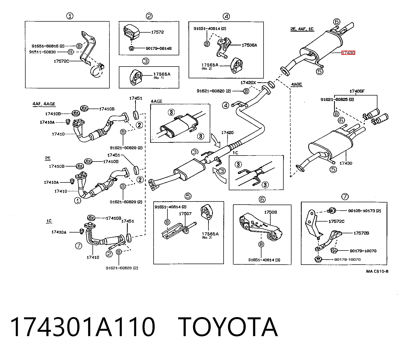 Silenciador trasero Toyota Corolla liftback (E9) (1987 - 1992) precio, desde 60,77 EUR