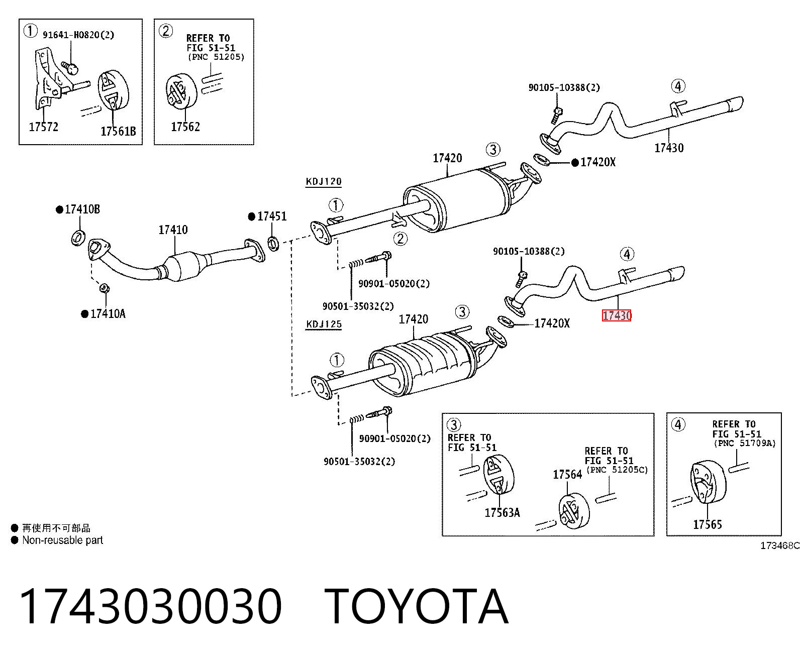 Silenciador trasero para Toyota Land Cruiser J12