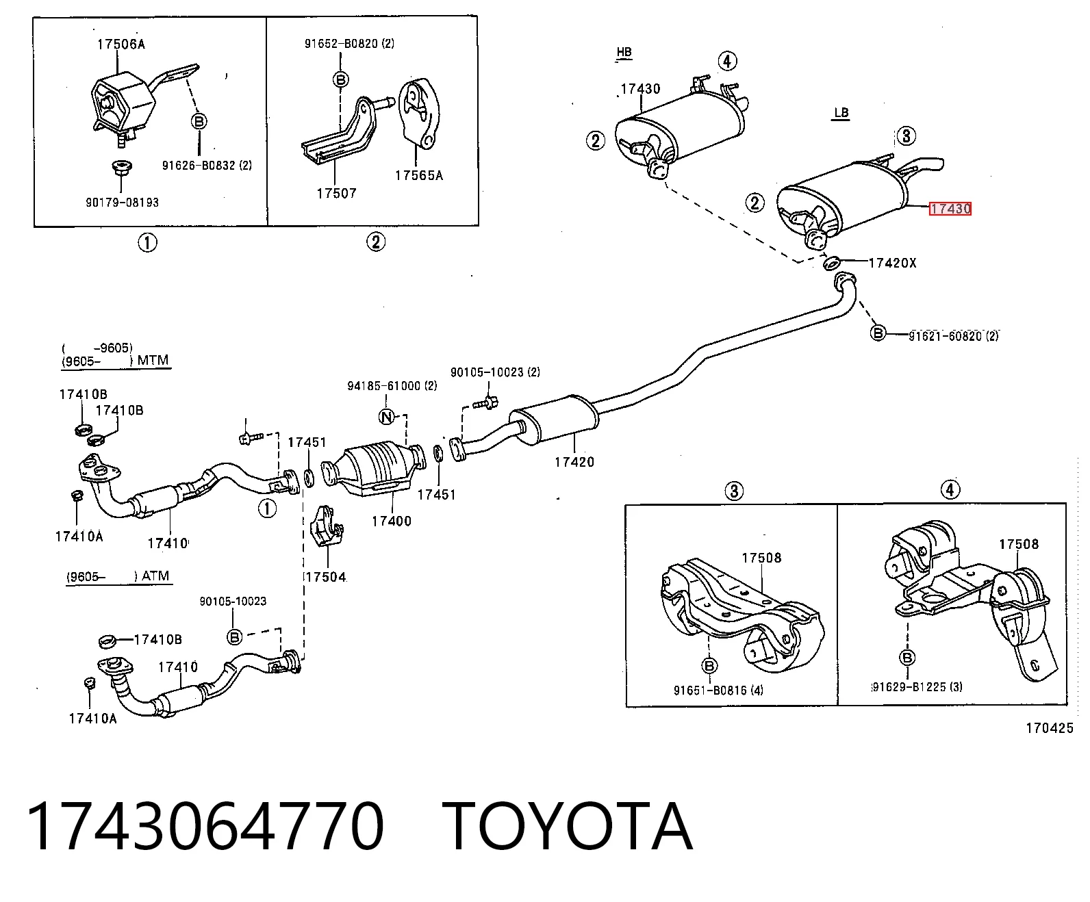 Silencioso trasero Toyota Corolla (E10)