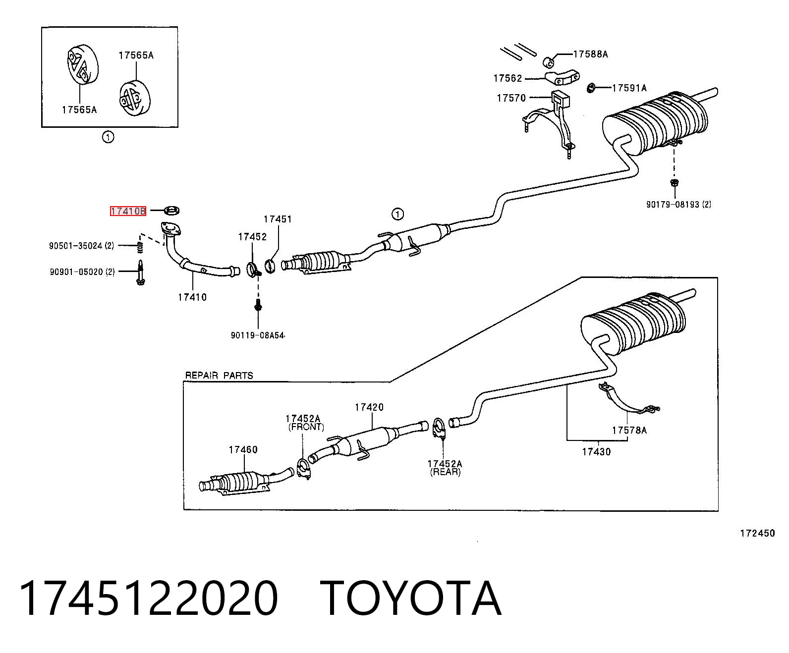 Junta de sistema de escape para Toyota RAV4 II XA2