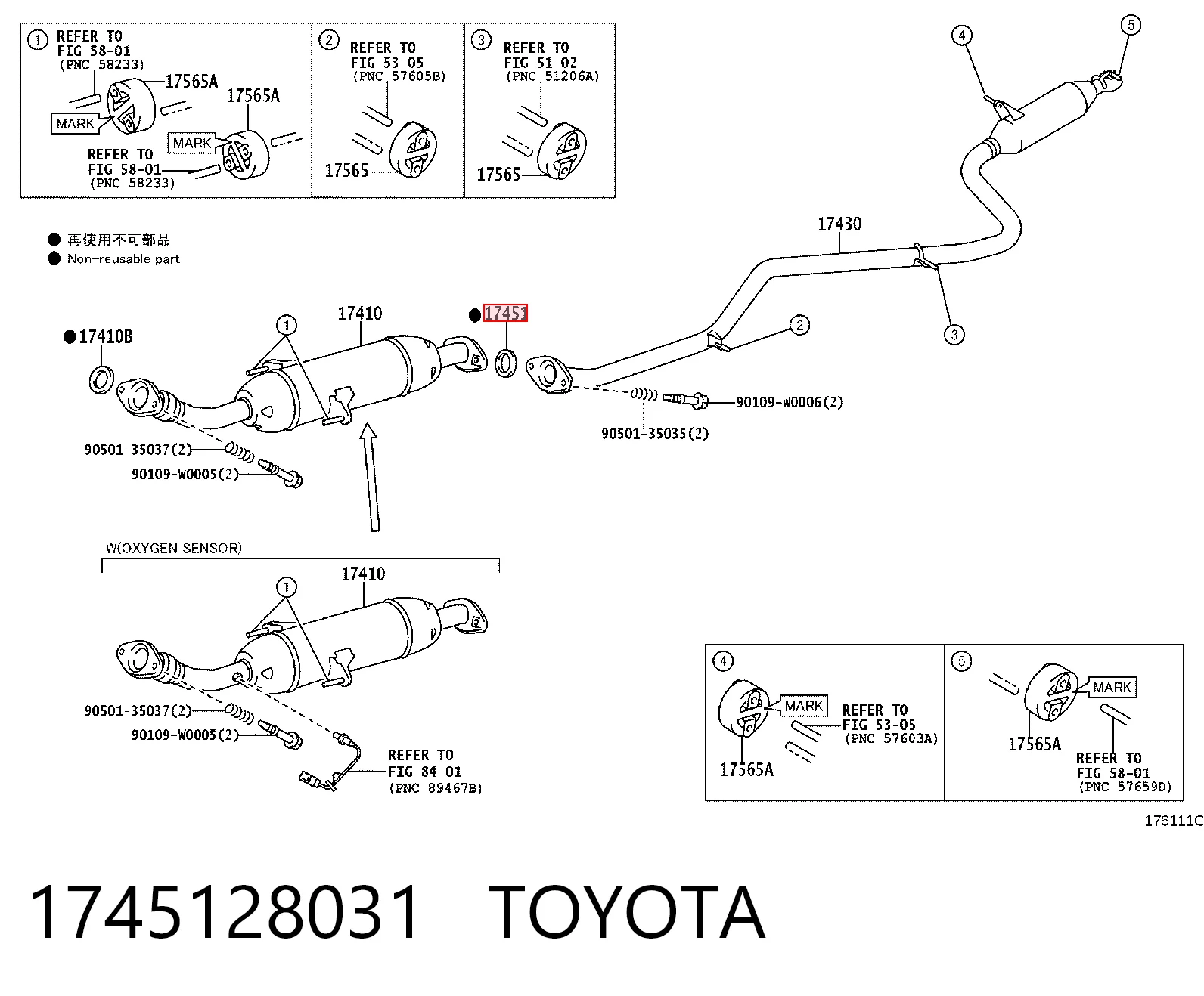 1745128031 Toyota Junta de montaje del silenciador