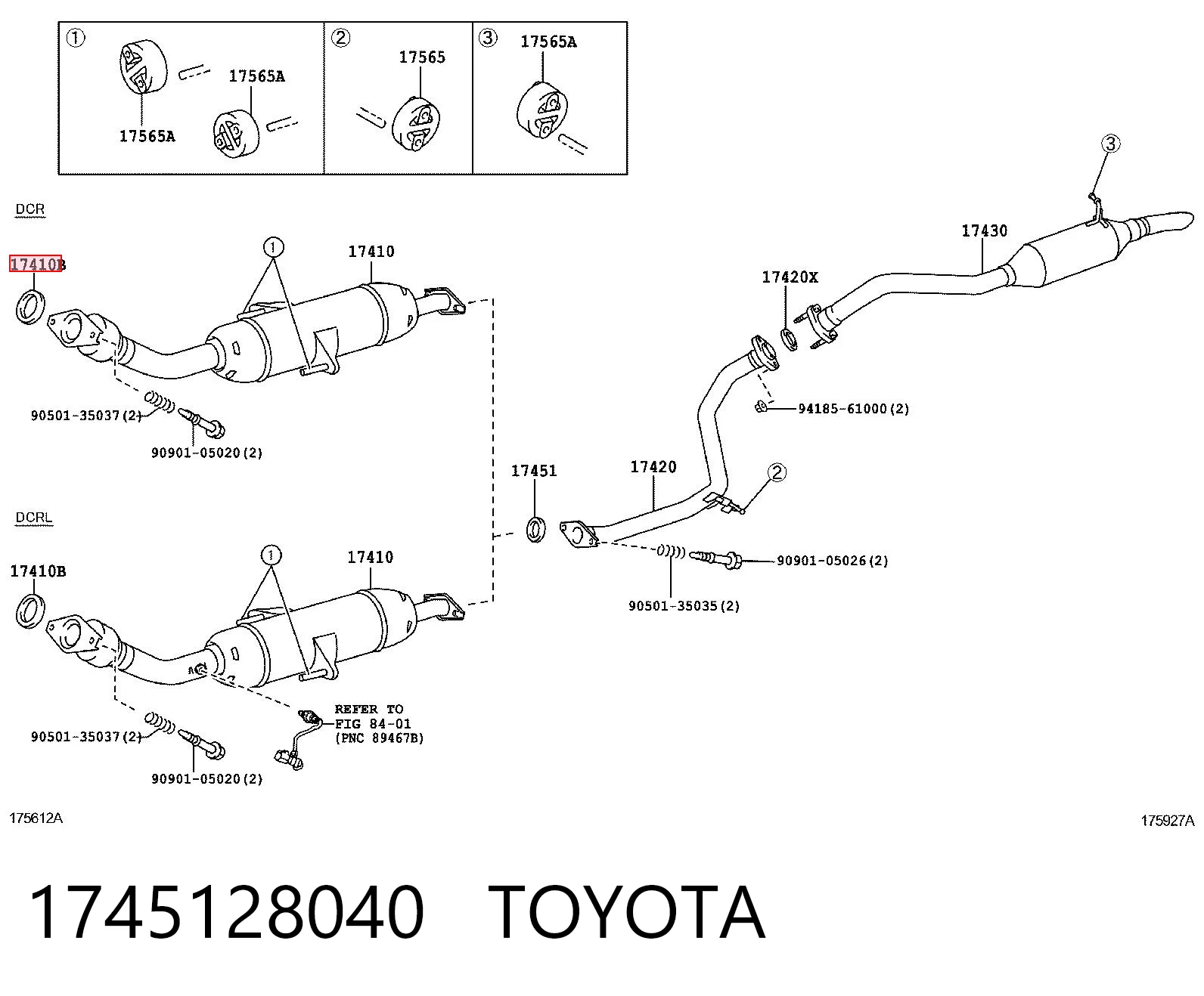 1745128040 Toyota Anillo de la tubería de admisión del silenciador