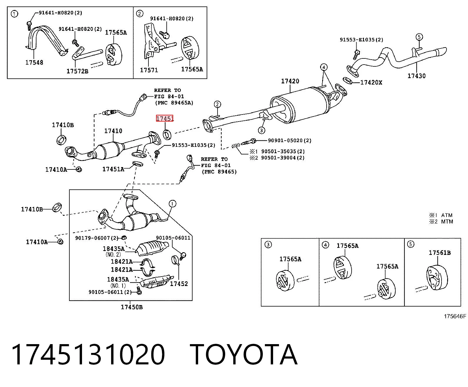 1745131020 Toyota Junta de montaje del silenciador