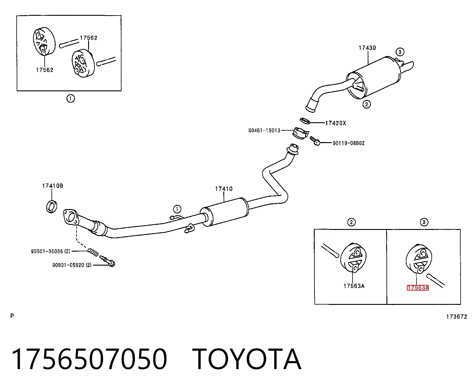 Almohadilla de montaje del silenciador Toyota Land Cruiser  (J12)