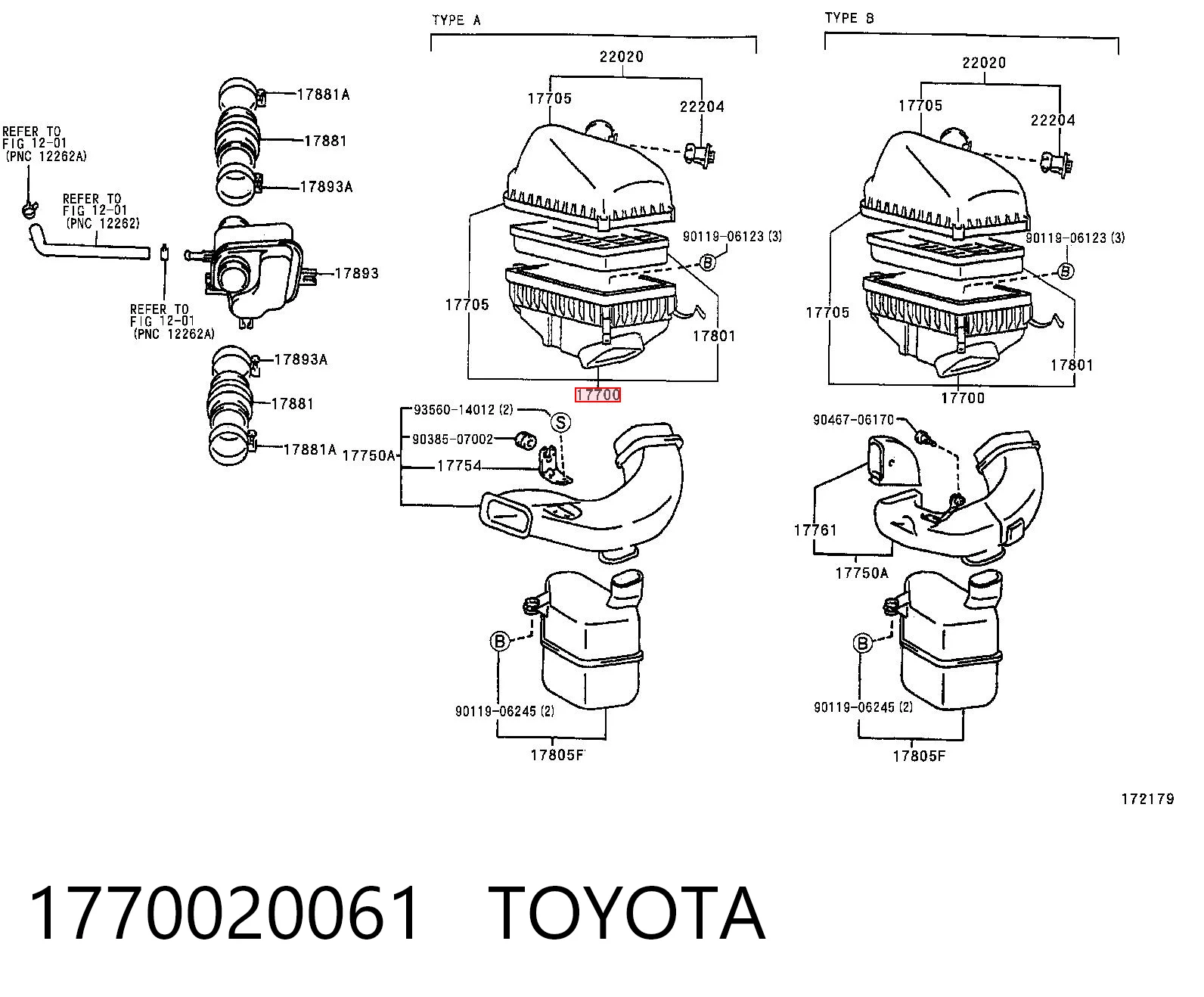 Carcasa del filtro de aire Toyota Camry (1996-2001)