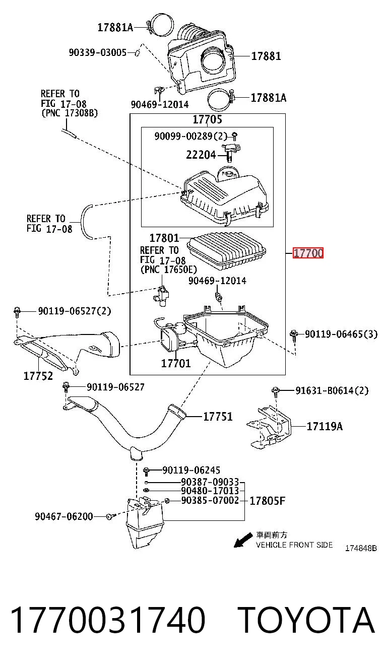 1770031740 Toyota Carcasa del filtro de aire