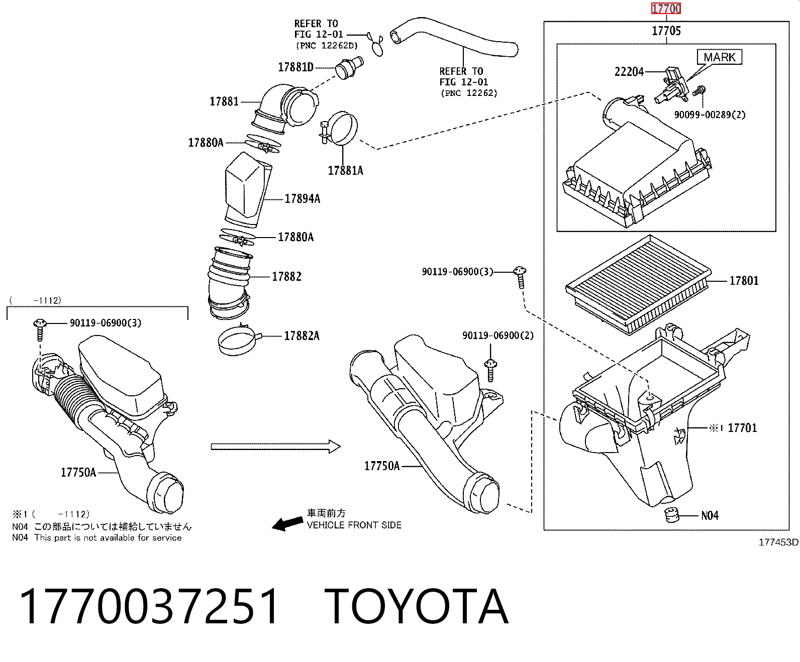 Caja del filtro de aire Toyota Auris  (E15)