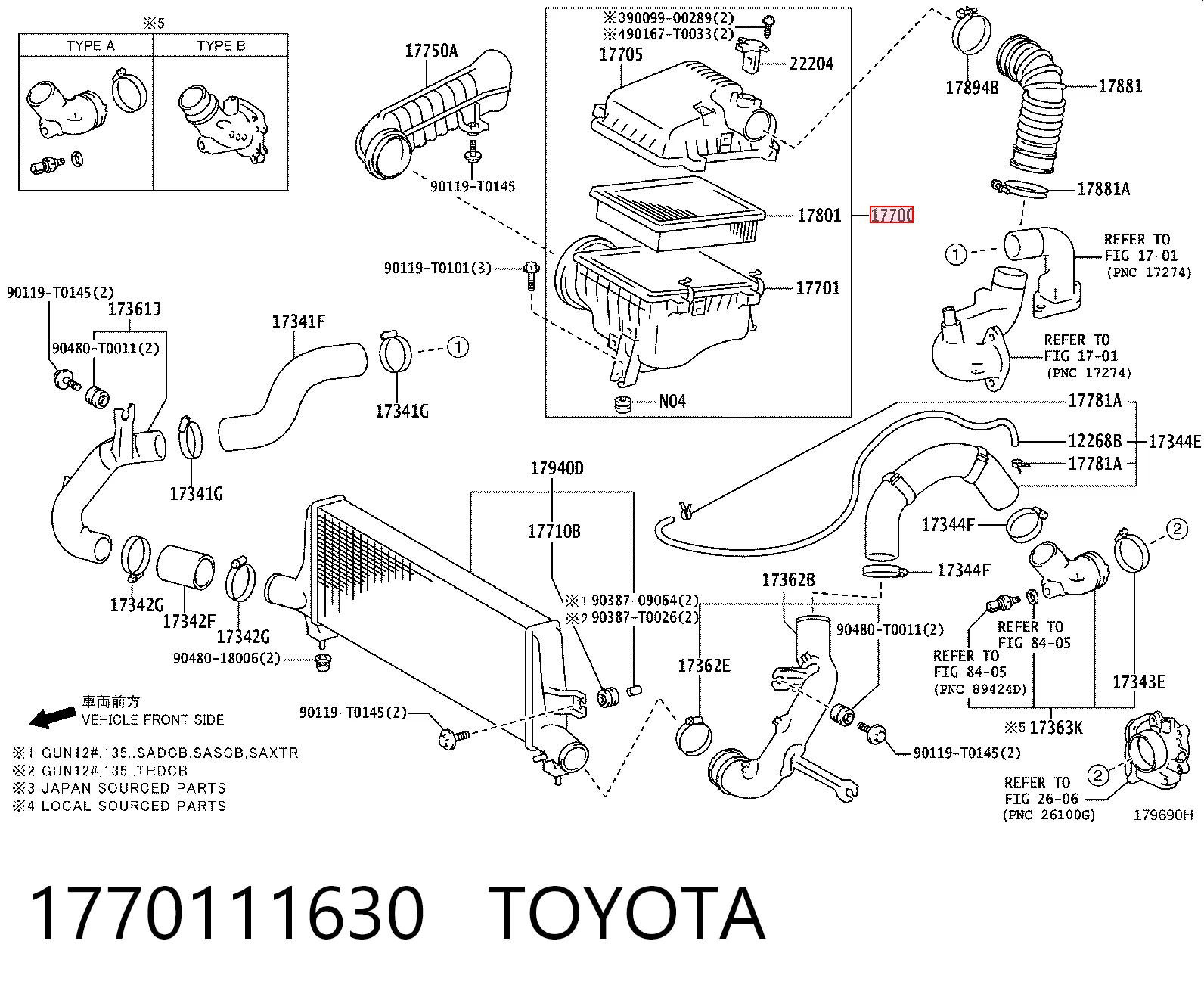 Carcasa del filtro de aire para Toyota Hilux  GUN12, GUN13